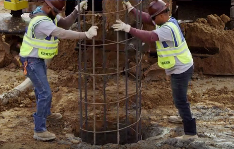 reinforcing steel cage installation